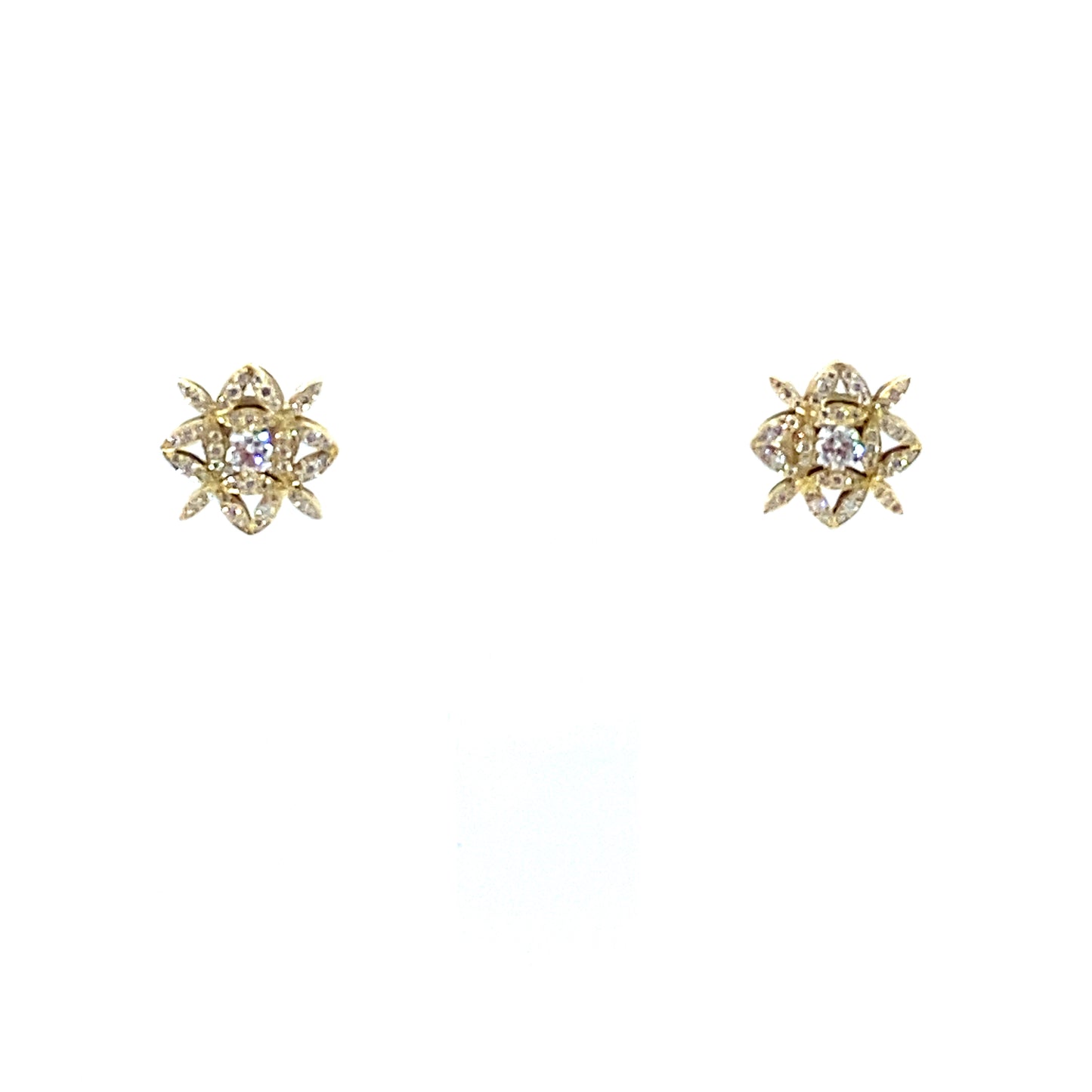 Diamond and 18ct Gold Floral Design Stud Earrings