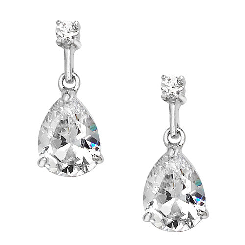 925 Sterling Silver Pear Cut Cubic Zirconia Earrings