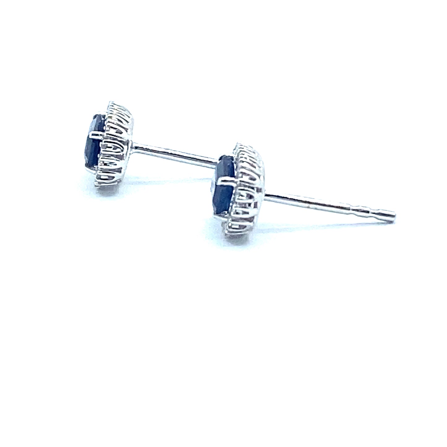 Sapphire and Diamond Halo Stud Earrings 18ct White Gold