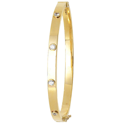 9ct Yellow Gold Ladies Cubic Zirconia Bangle