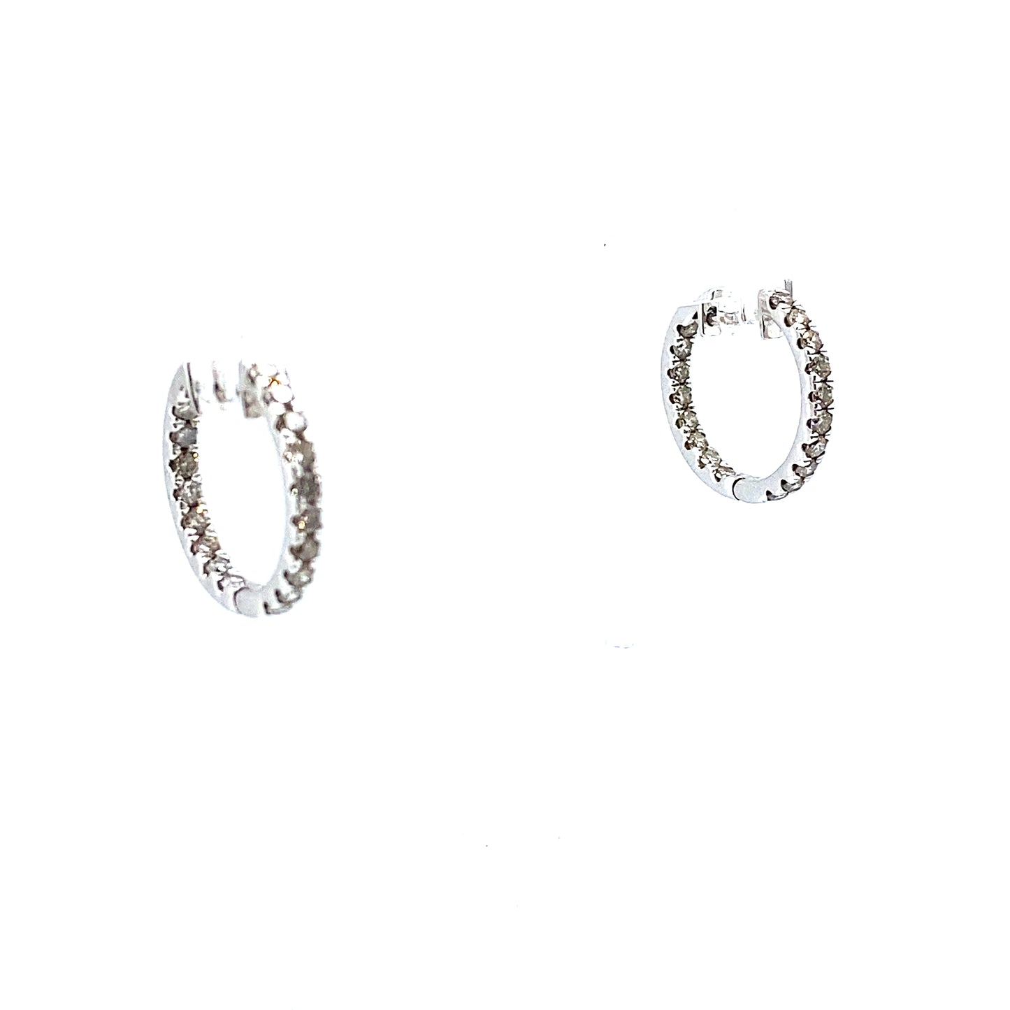 18ct White Gold Inside & Out Brilliant Cut Diamond Hinged Hoop Earrings