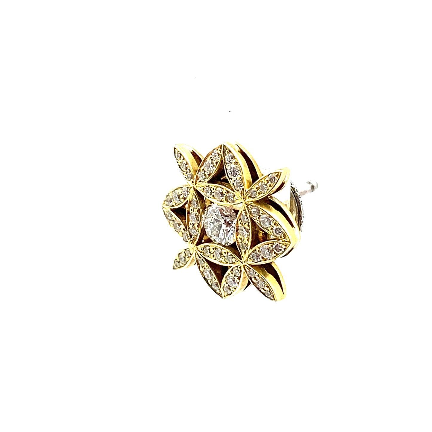 Diamond and 18ct Gold Floral Design Stud Earrings