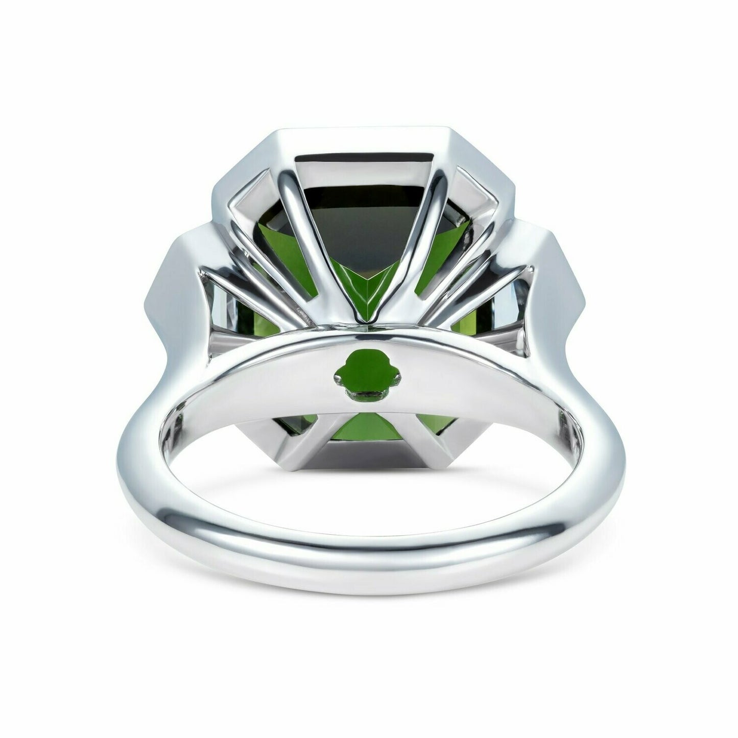 Green Tourmaline Diamond Halo Ring 18k White Gold