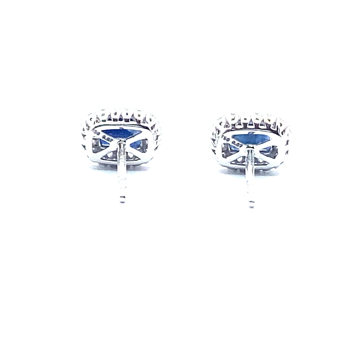 Sapphire and Diamond Halo Stud Earrings 18ct White Gold