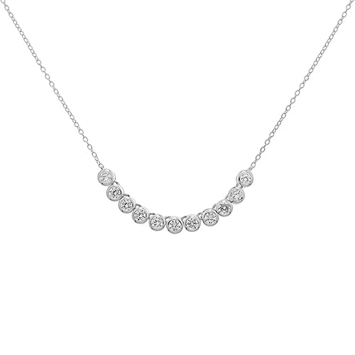 925 Sterling Silver Cubic Zirconia Crescent Necklace