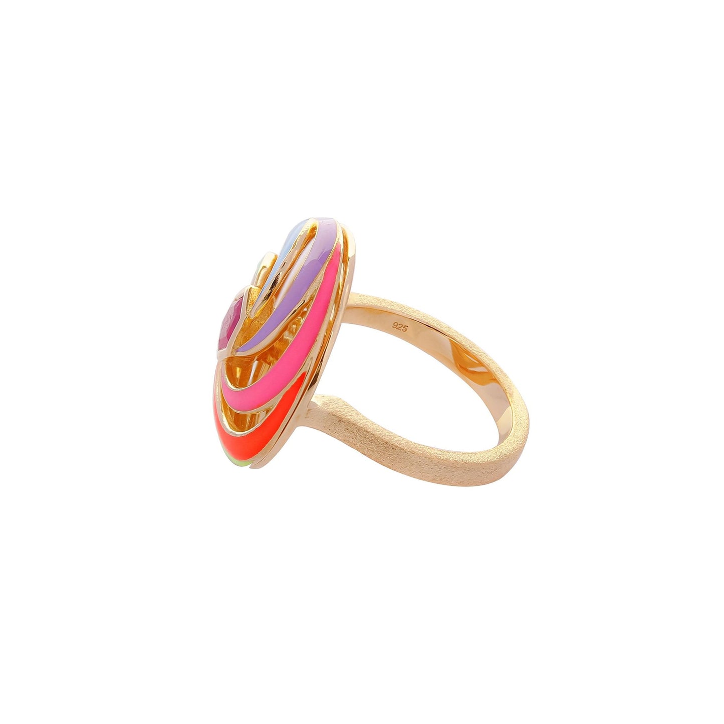 Spinning Firework 22ct Gold Vermeil And Enamel Ring