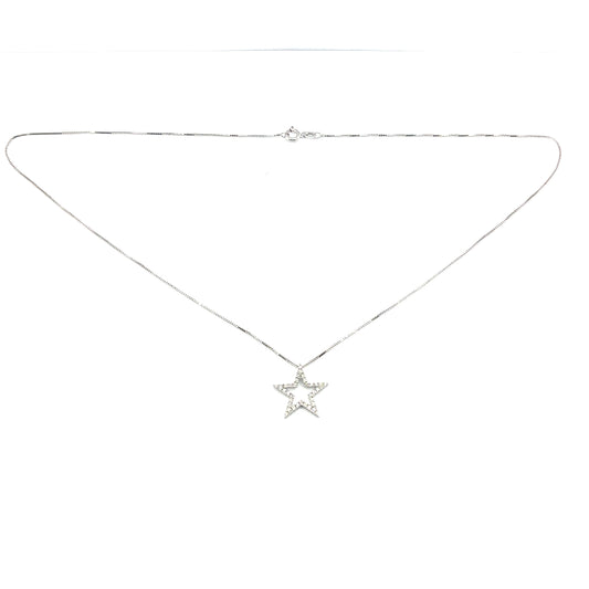 Diamond, Five Pointed Star Pendant in 9ct White Gold