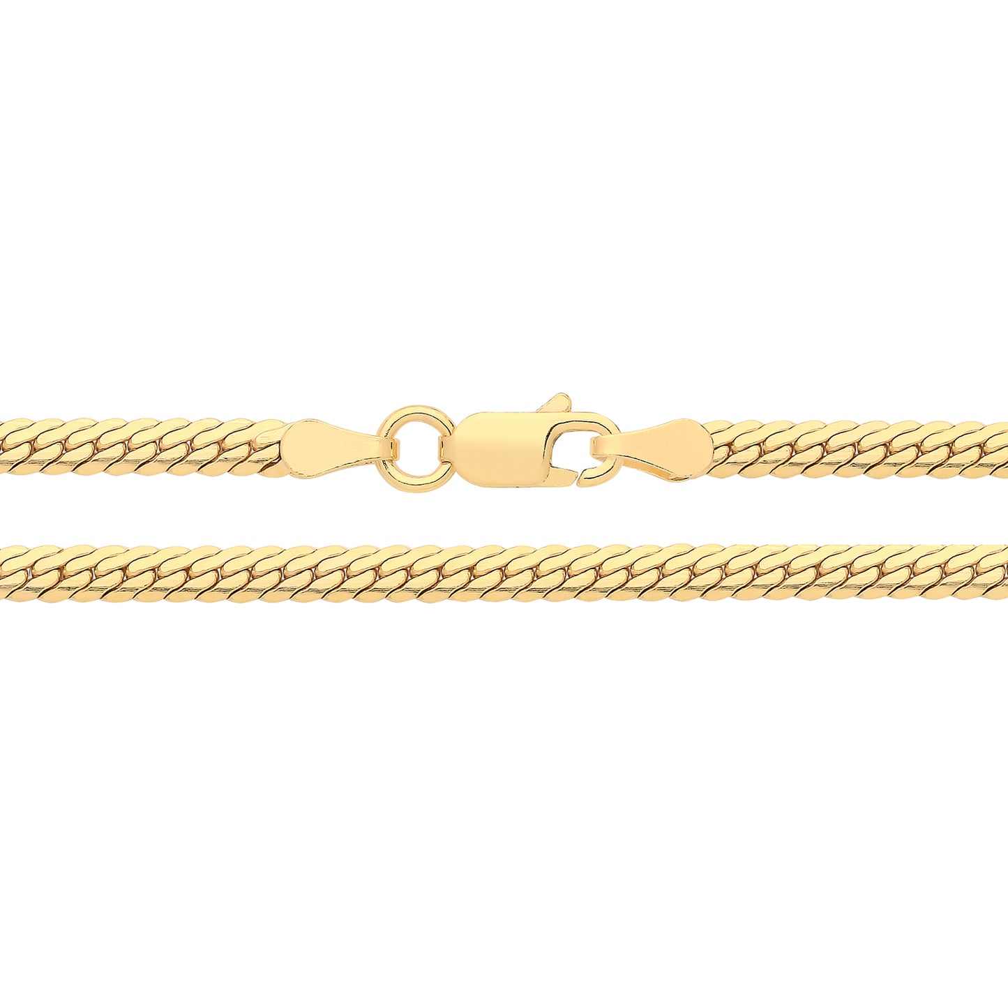 Sterling Silver Gold Plated D Shape Snake Chain Bracelet