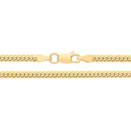 Sterling Silver Gold Plated D Shape Snake Chain Bracelet