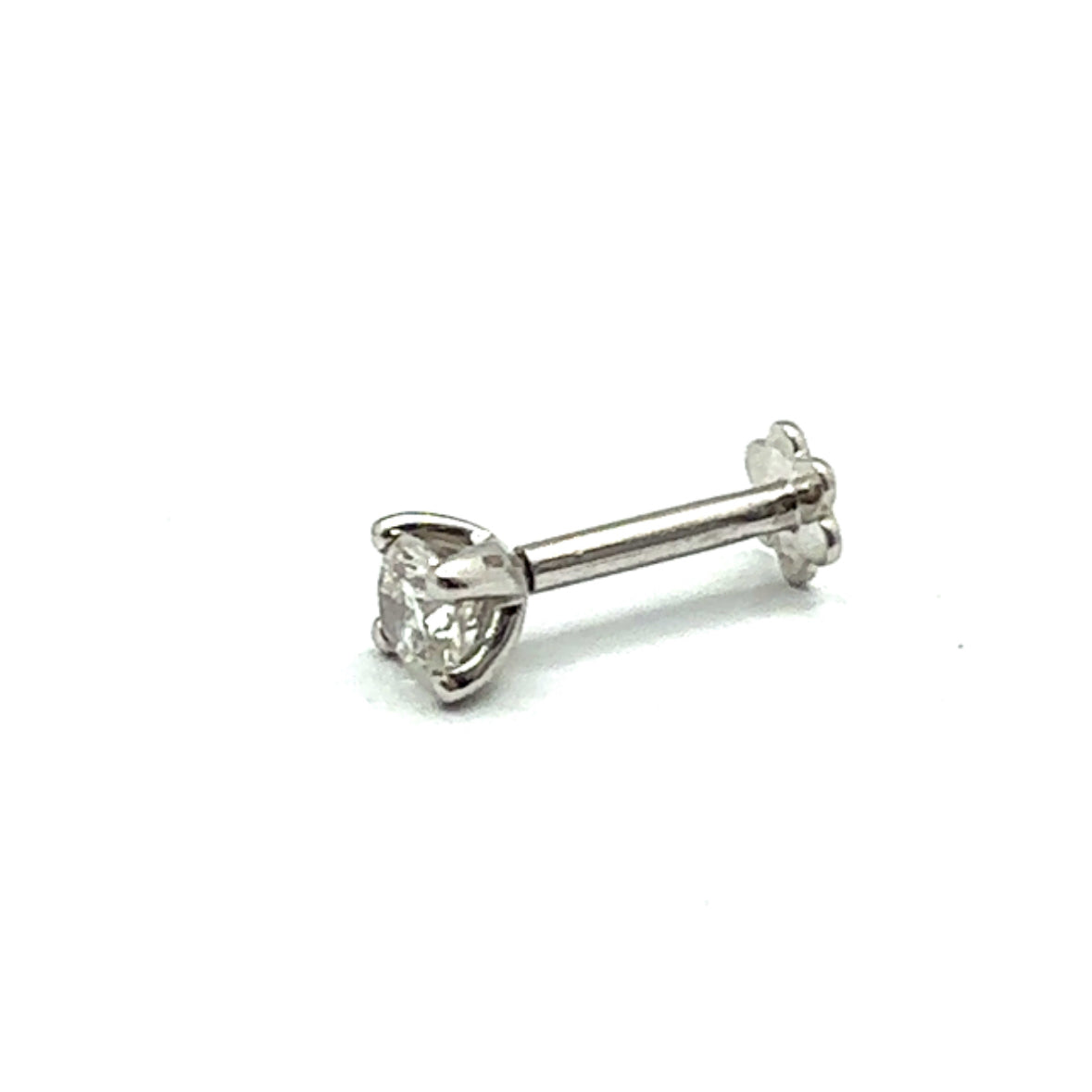 18ct White Gold Round Brilliant 0.15ct Diamond Screw Back Cartilage Stud