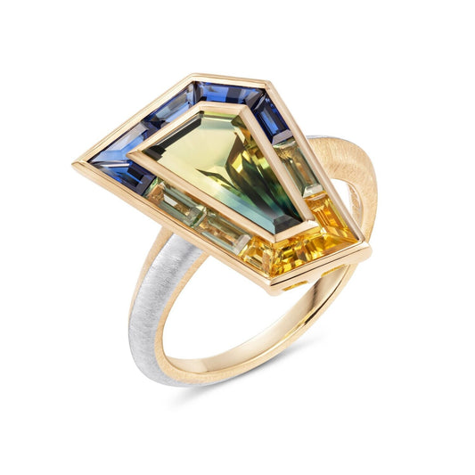 Two-tone Sapphire Ring in 18ct Yellow Gold Platinum