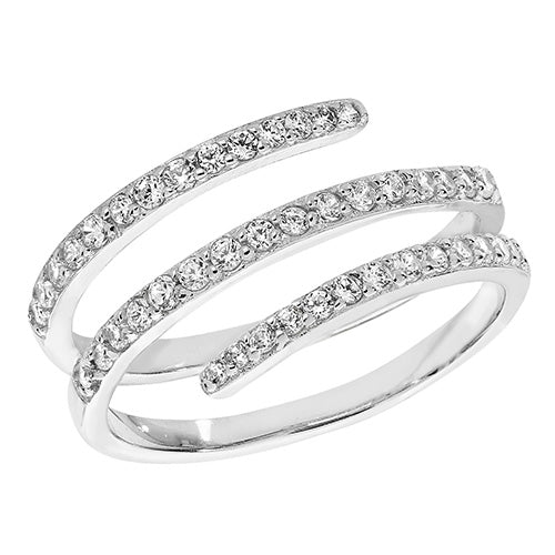 Sterling Silver Cubic Zirconia Spiral Ring