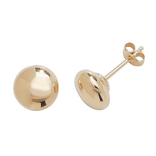 9ct Yellow Gold Button Stud Earrings 6mm