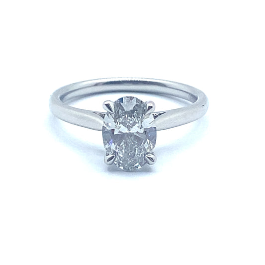 Oval Cut Diamond and Platinum Solitaire Engagement Ring 1.26ct