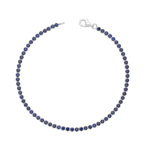 Sterling Silver Simulated Sapphire Tennis Bracelet