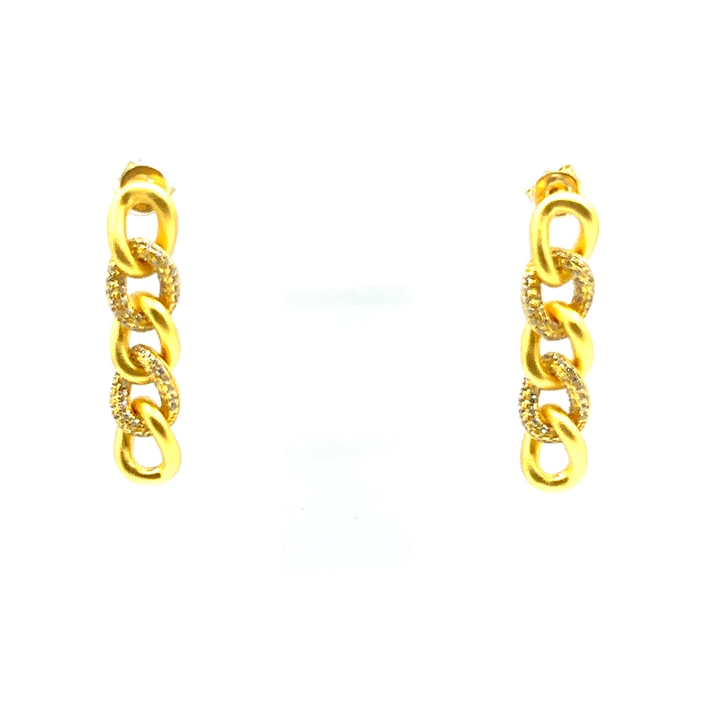 Sparkling Cuban Link 18ct Gold Plated Sterling Silver Drop Earrings