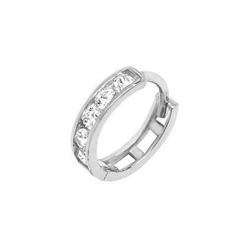 Single CZ Hoop Earring in 9ct White Gold