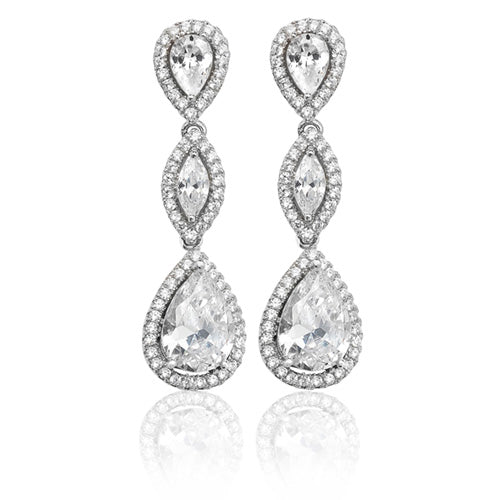 Sterling Silver Cubic Zirconia Opulent Drop Earrings