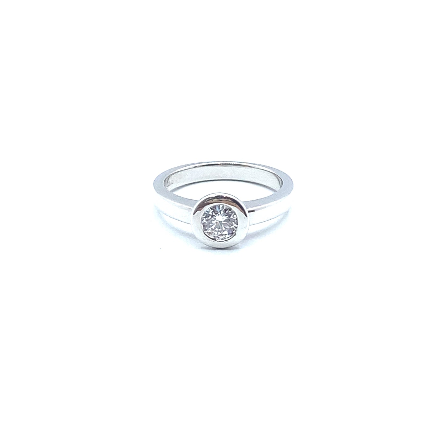 Diamond Rubover Bezel Set 18ct White Gold "Bubble" Ring