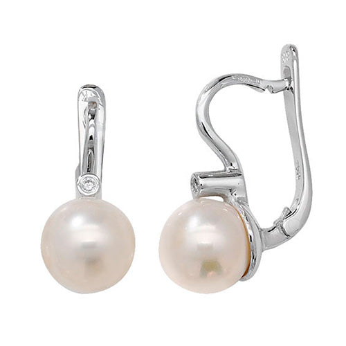 18ct White Gold Pearl and Diamond Earrings