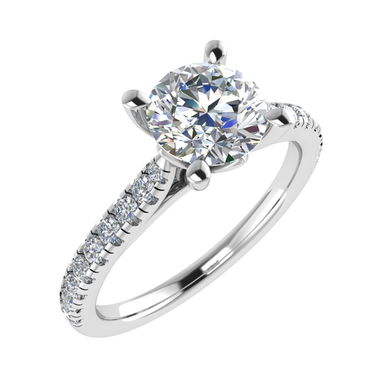 Solitaire Stone Engagement Ring Mount with Diamond Set Shoulders