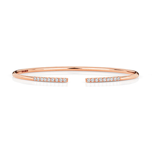 18ct Rose Gold Diamond Open Bangle