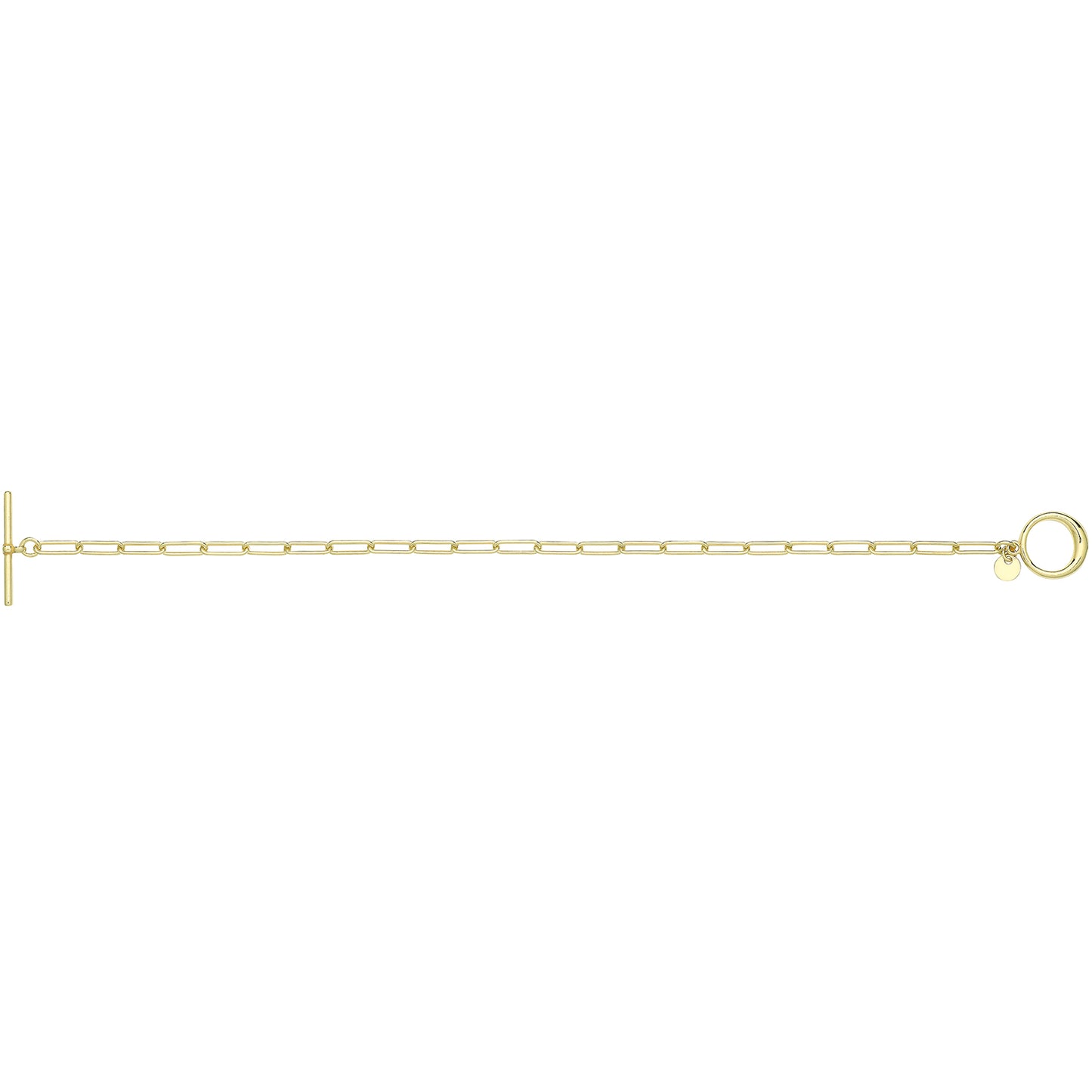925 Yellow Gold Plated T-Bar Paperclip Bracelet