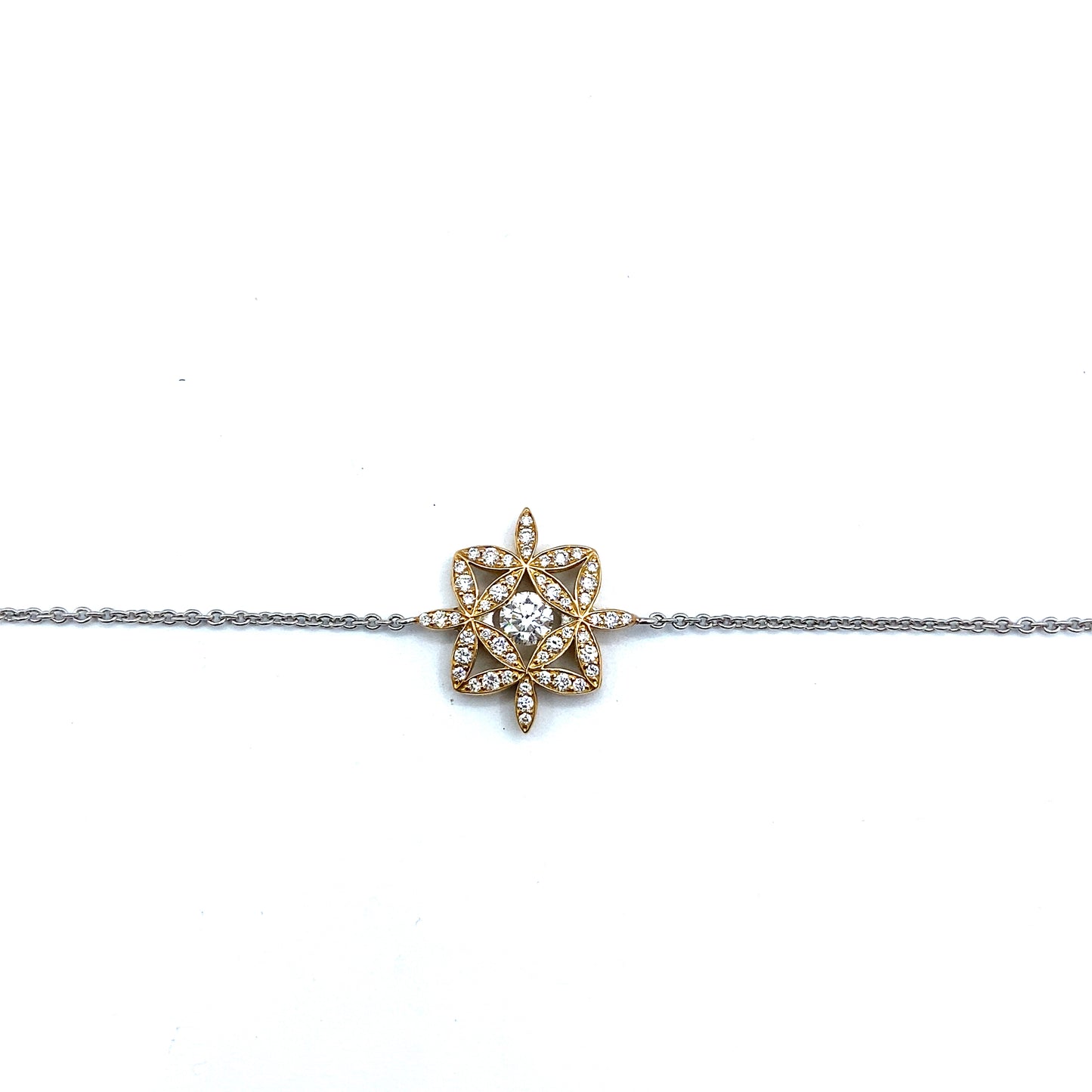 Diamond and 18ct Gold Floral Design Bracelet