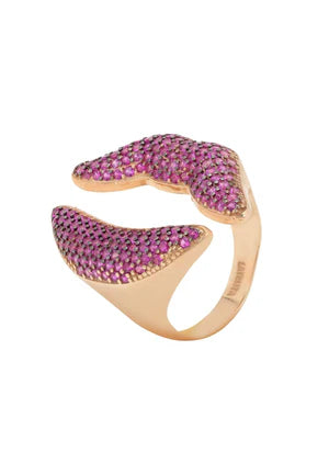 Sterling Silver "Kiss Me Lips" Ring 18ct Rose Gold Plated