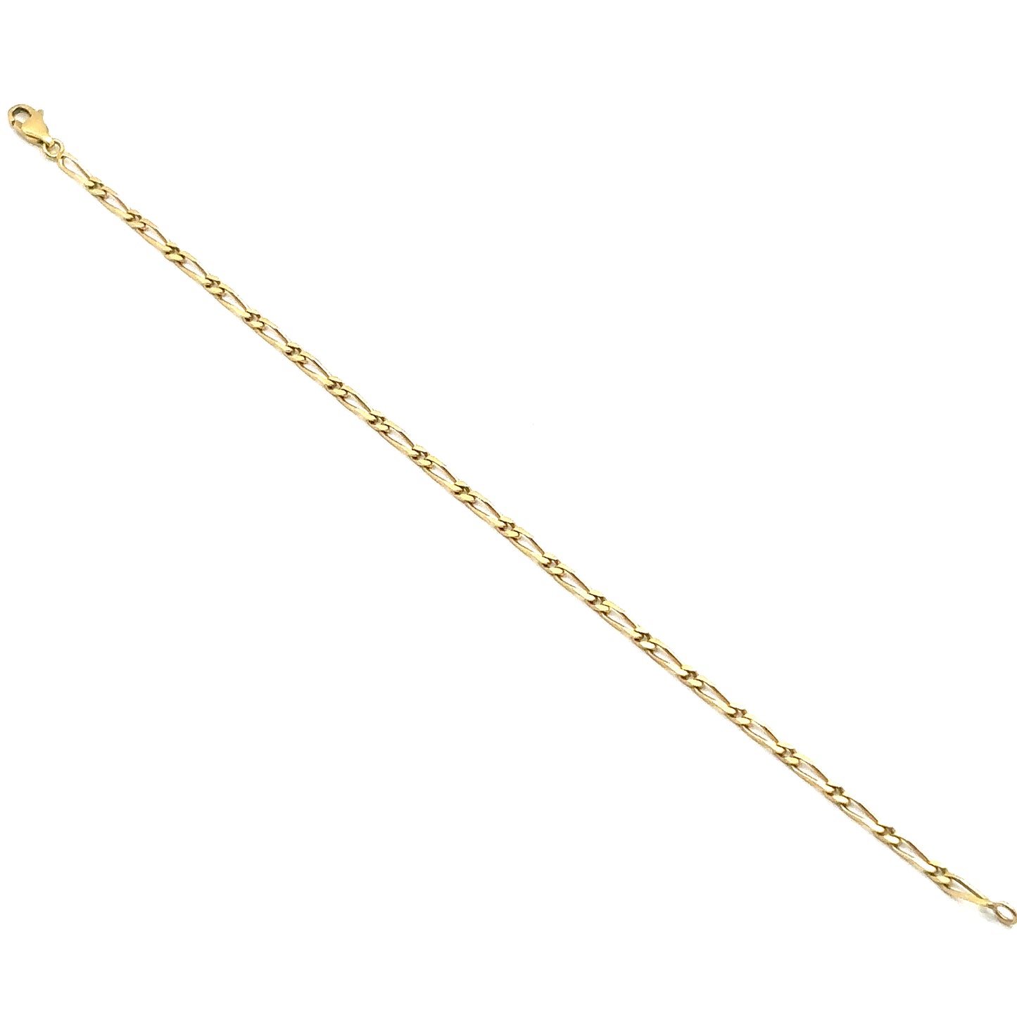 18ct Yellow Gold, 7" Figaro Chain Bracelet