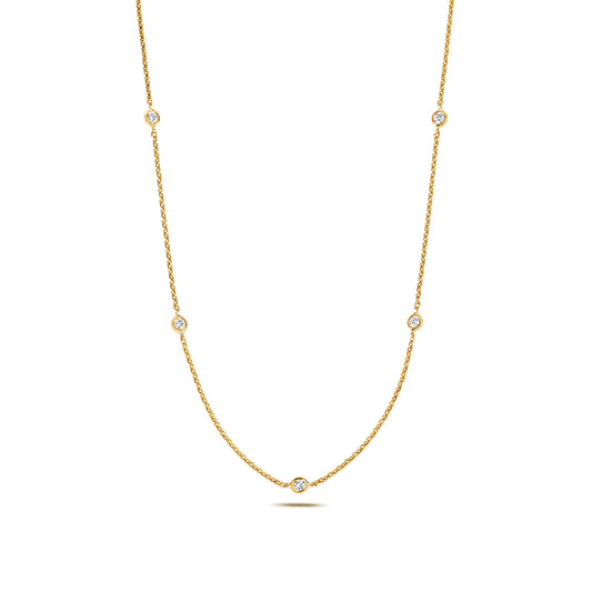 9ct Gold Five Stone Diamond Chain Necklace