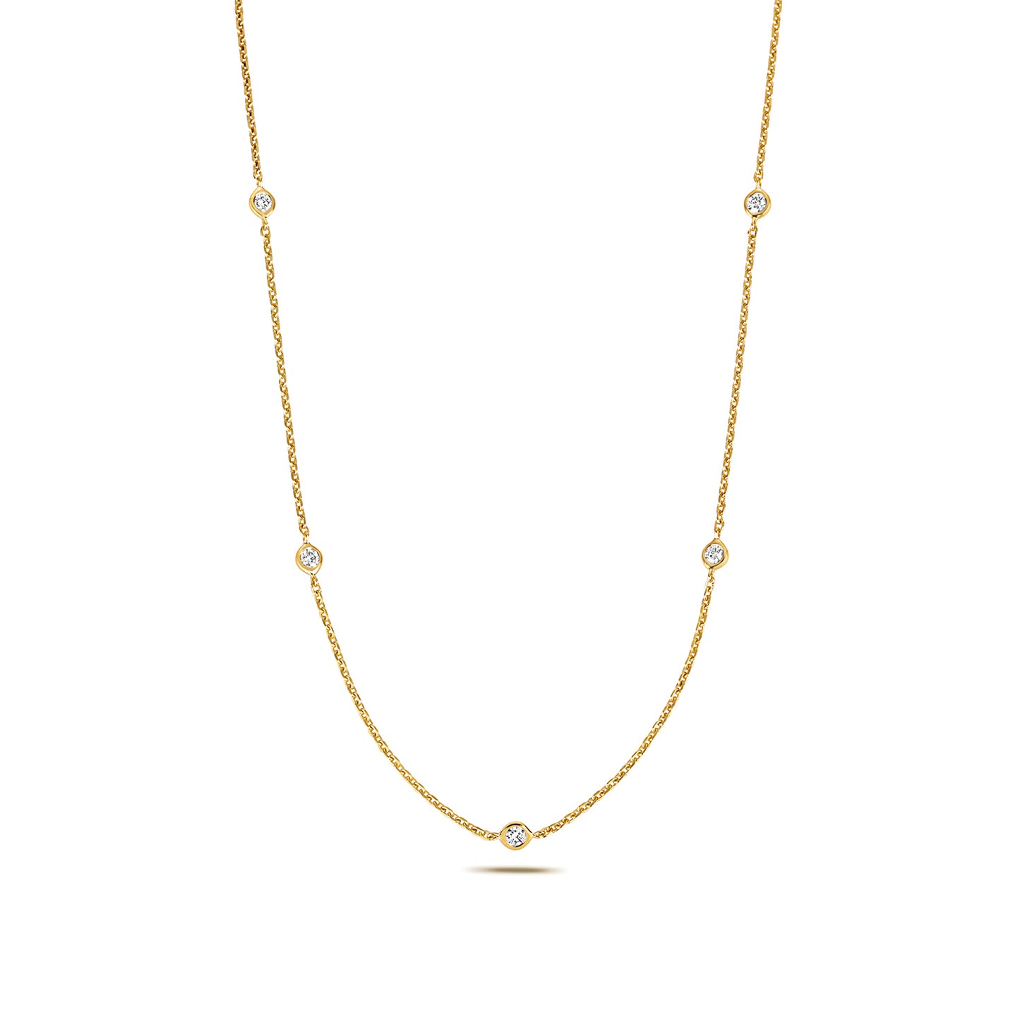 9ct Gold Five Stone Diamond Chain Necklace