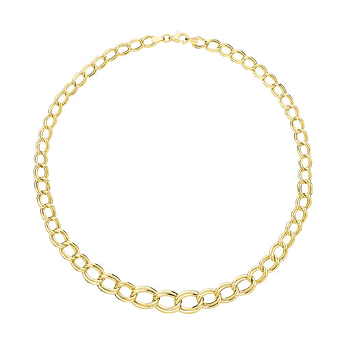 Graduated Double Link 9ct Yellow Gold 17" Necklace