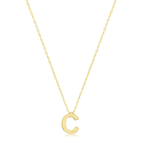 9ct Yellow Gold Initial Necklace 'C'