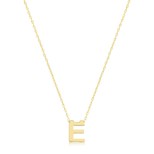 9ct Yellow Gold Initial Necklace 'E"