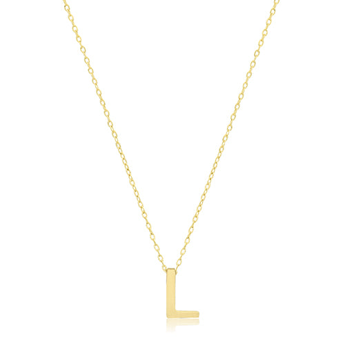 9ct Yellow Gold Initial Necklace 'L'