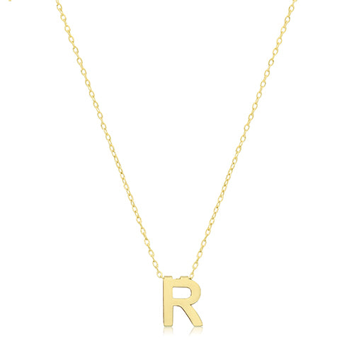 9ct Yellow Gold Initial Necklace 'R'