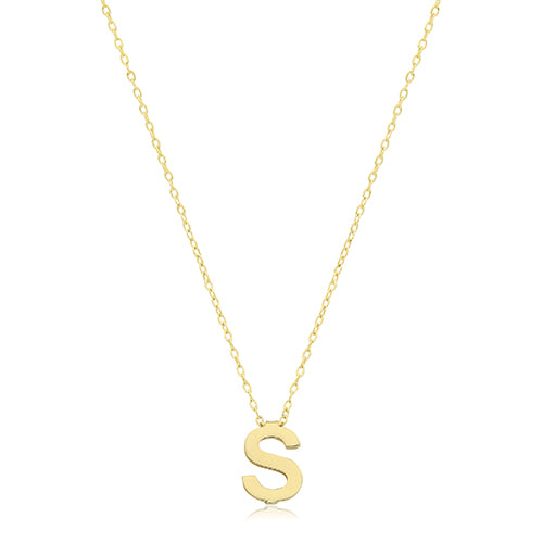 9ct Yellow Gold Initial Necklace 'S'