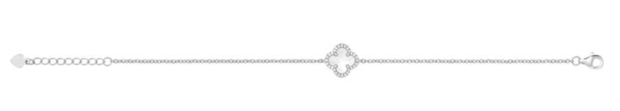 925 Silver Rodium plated Mother of Pearl Clover Leaf Braclet