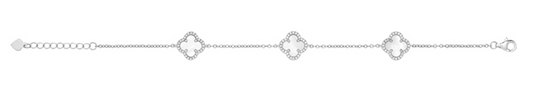 925 Silver Rhodium plated, Mother of Pearl Clover Leaf Bracelet