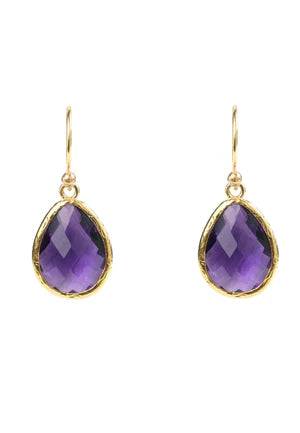 Amethyst Drop Earrings Spectacle Set in Silver Gold Plated