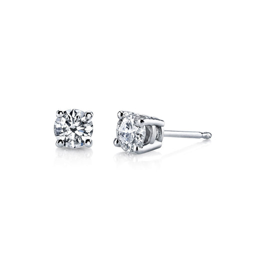 Platinum 4 Claw 0.60ct LG Round Brilliant Diamond Ear Studs