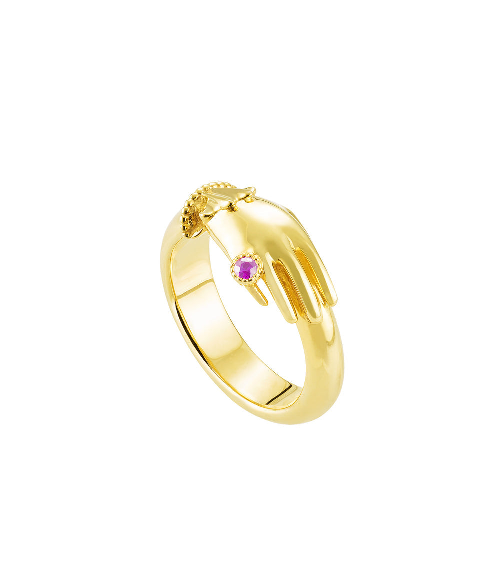 "Pinky Promise" With Pink Sapphire Ring in 18ct Gold