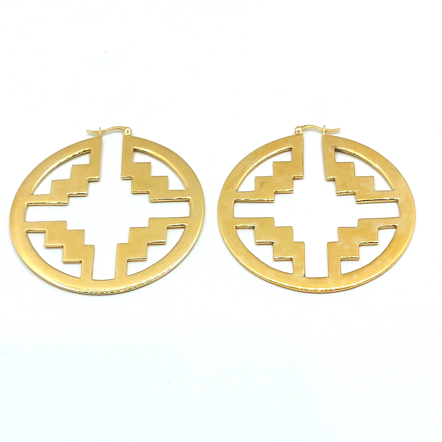 Large Silver Gold Plated Modern Disc Earrings