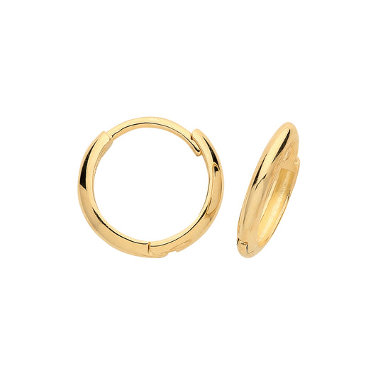 9ct Gold, 13mm Hinged Hoop Earrings