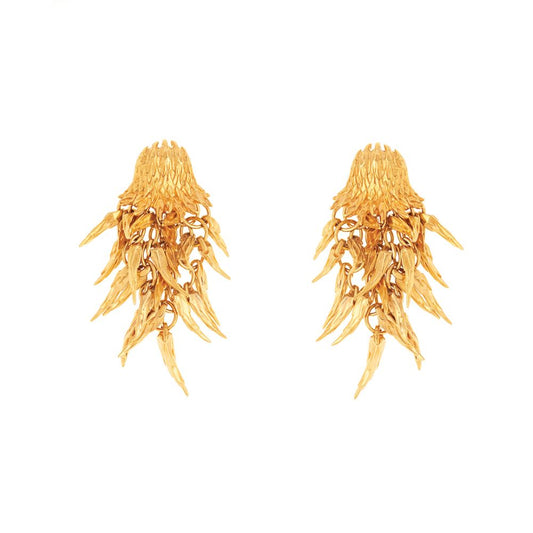 Dionysus Bear Drop Gold Plated Earrings