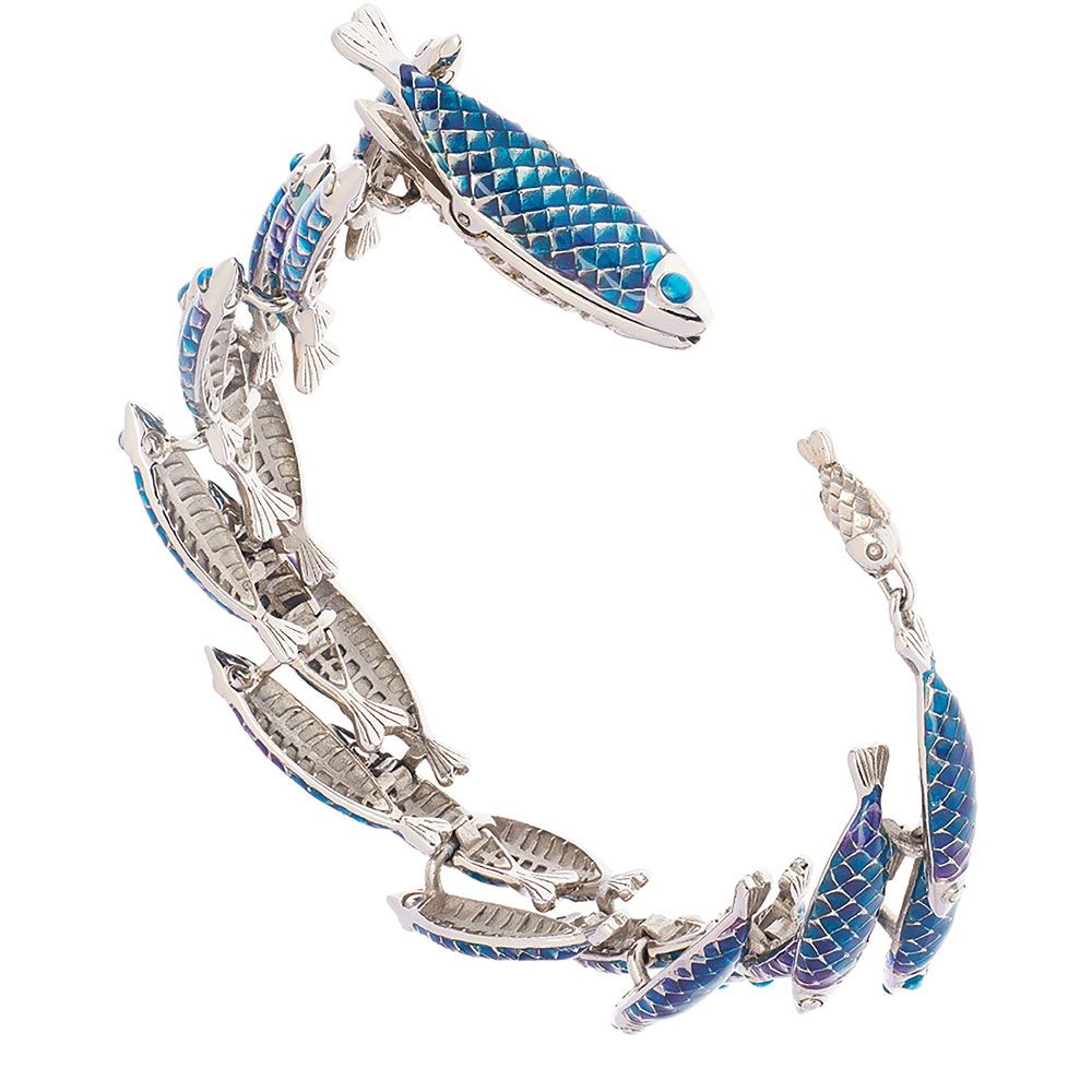 Stainless Steel and Enamel Electra Blue Bracelet