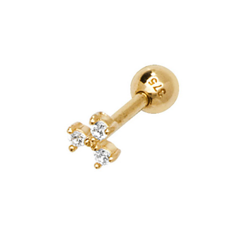 9ct Yellow Gold Triple CZ Cartilage Stud Earring