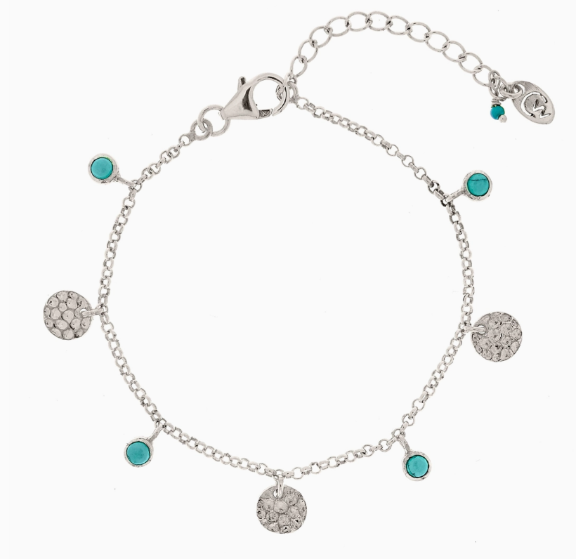 925 Silver Turquoise Multi Charm Bracelet