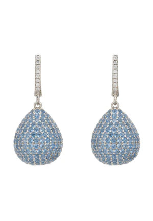 Pear Drop Pavé Set Ice Blue Stone Earrings